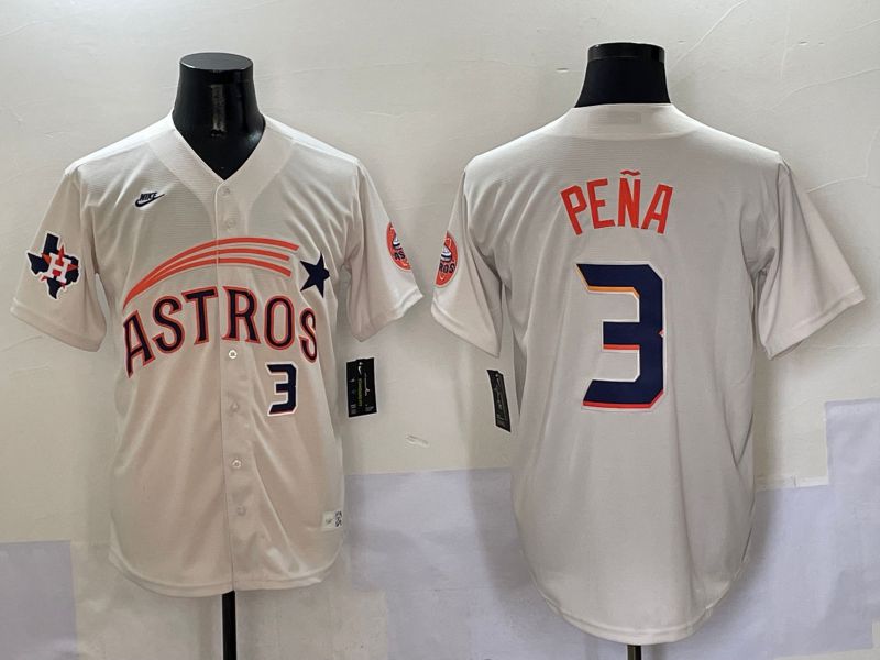 Men Houston Astros #3 Pena Cream Five generations Joint Name 2025 Nike MLB Jersey style 5